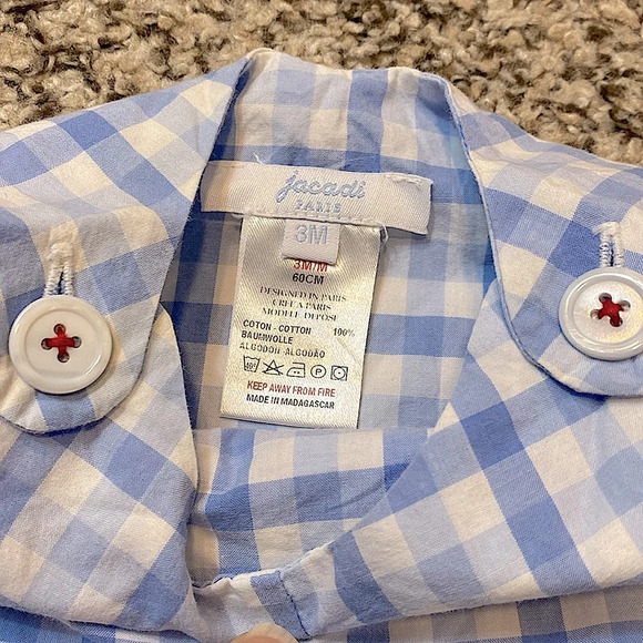 Jacadi Baby Boy Bundle Size 3 Months Seersucker Bubble Onesie Gingham Jon-Jon - Picture 7 of 10